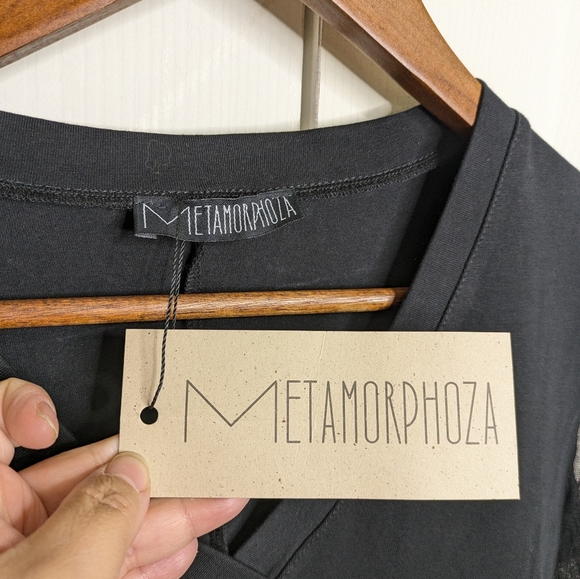 NEW Metamorphoza Top Small Tulle Sheer Sleeves Black Avant Garde Lagenlook - Picture 6 of 12